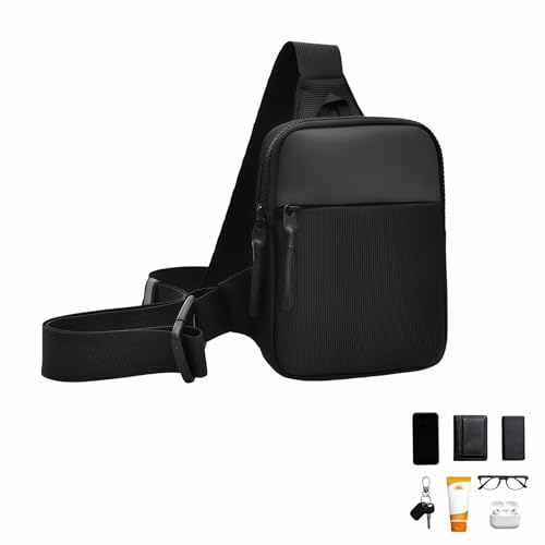 Lightweight Water-Resistant Crossbody Bag, Multi-Pocket Organizer for Phone, Keys, Essentials - Unisex Mini Sling Pack for Hiking, Commute, Cycling