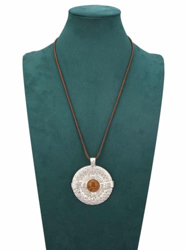 Jeilwiy Leather Necklace for Women Funky Necklace Choker String Cord Necklace with Pendant Boho Style Jewelry - style: Silver Round Pendant Necklace