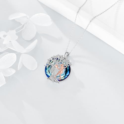 YFN Tree of Life Necklace Sterling Silver Crystal Jewelry Graduation Birthday Gifts for Women - color: Tennis