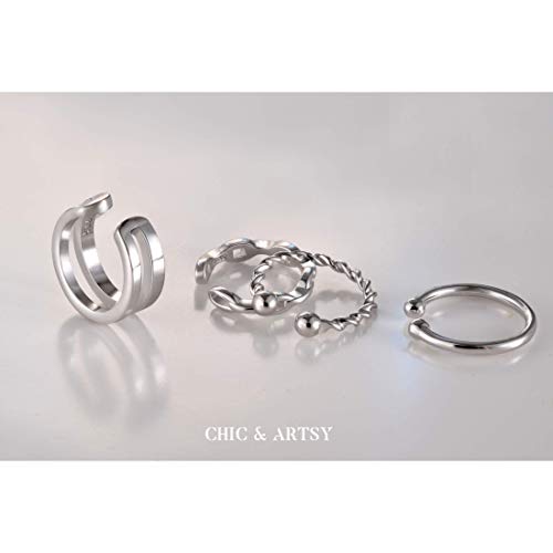 CHIC & ARTSY 925 Sterling Silver Ear Cuffs for Women, Non Piercing Clip On Cartilage Cuffs, Adjustable Fake Conch & Helix Earrings, Gold Plated & Oxidized Various Styles - color: ear cuff #6