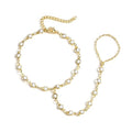 BAYLAY Hand Chain Bracelet, 14K Gold Plated Ring Bracelet Hand Chain Dainty Gold Bracelet for Women Trendy Finger Ring Slave Bracelets Hand Jewelry for Women Summer Beach Boho Gifts Trendy Stuff - color: Multi CZ