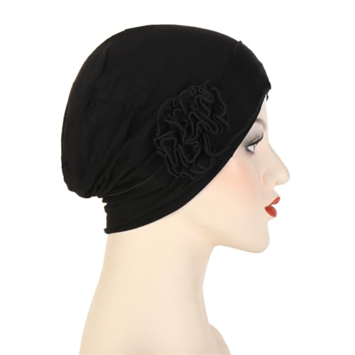 Headwrap Turbans for Women - Twist Soft Floral Solid Caps Pre Tied Chemo Beanies Headwear Hat for Cancer - color: Black