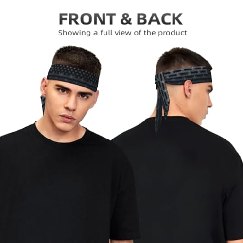 Sports Tie Headband Bandana Running Athletic Sweat Band Elastic Adjustable Sport Head Tie for Men Women Head Ties Ninja Tie Headbands Tennis Sweatbands Soccer Basketball Teams Running Head Band - color: Balck usa flag