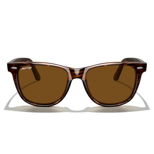 MERRY'S Classic Square Shape Polarized Sunglasses for Womens Mens Retro Designer UV400 Sun Glasses S6140 - color: Brown Stripe Frame/Brown Lens