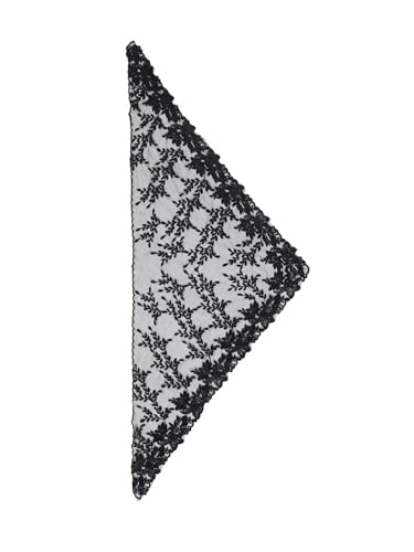 SweatyRocks Women's Floral Embroidery Lace Triangle Hair Scarf Headband Sheer Hair Bandana - color: Black Floral Embroidery, size: One Size