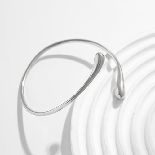 Women's 18k Gold Plated Arm Cuff Bracelet - Minimalist Silver Upper Arm Cuff for Cool - color: D-Gold