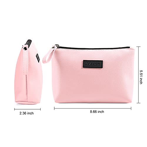 MAANGE Cosmetic Bags for Women Small Makeup Bag for Purse Pu Leather Makeup Pouch Travel Makeup Bag with Zipper Make Up Bag for Travelling - color: Pink