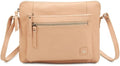 Leather Crossbody Bags for Women Small Soft Genuine Pebbled Sling Shoulder Handbag Crossover Purse with Full Adjustable Strap (Nude Nappa) - color: Nude Nappa