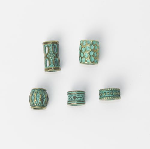 10Pcs Viking Hair Accessories Runes Tube Beads for Braids Dreadlock,Metal Beard Clips Rings Cuffs Braiding Ornaments Decoration Jewelry Bracelets Pendant Necklace DIY