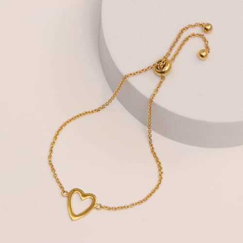 LeCalla 925 Sterling Silver Sliding Bolo Bracelet | Lightweigh Adjustable Chain Bracelets for Women | Valentine's Day Gift Friendship Sister Mom - color: Open Heart Bolo