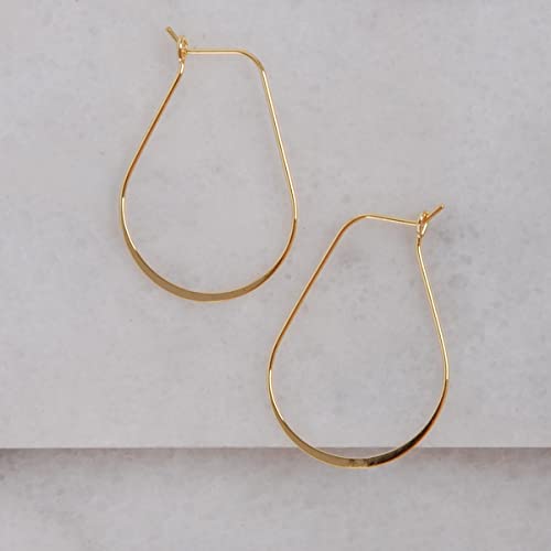 Oval Threader Hoop Earrings for Women - Lightweight Thin Teardrop Earring Hoops - 14k Gold, Rose or 925 Sterling Silver Plated - color: 1.4" inch - 18K Gold Plated