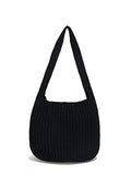 ENBEI Women's Crochet Tote Bag Knit Shoulder bag,Aesthetic Bag,Cute Eco-Friendly Tote for Travel,Daily Use,Gift Box Packaging - color: Black