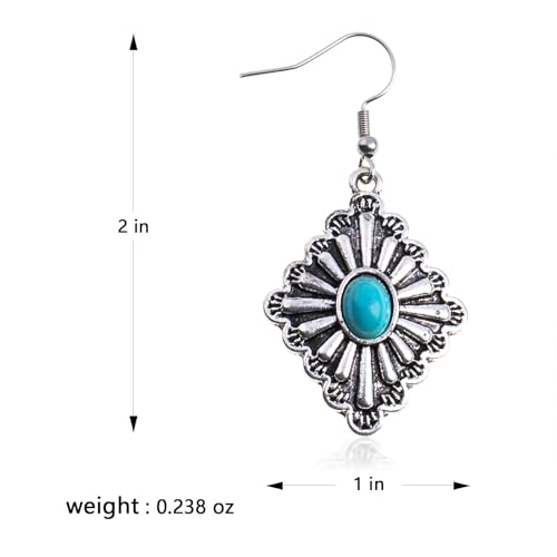 Rustic Couture's Western Earrings for Women Cowgirl Country Concho Dangling Western Statement Jewelry - color: G-Turquoise