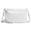 befen Genuine Leather Wristlet Clutch Wallet Purses with RFID Blocking, Small Crossbody Bags Shoulder Handbag for Women - color: White