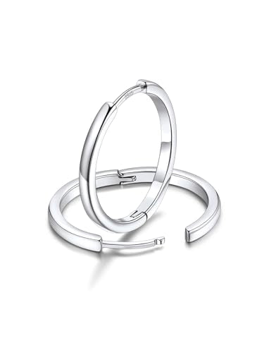 FaithHeart 925 Sterling Silver Post Huggie Hoop Earrings for Women, Silver Small Hoop Earring, Hypoallergenic Cartilage Earrings for Women - color: 01. Blank-Silver, size: 18mm