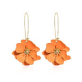 Bohemian Daisy Flower Matte Floral Long Petal Drop Dangle Earrings Layered Tiered for Women Chic Boho Wedding Jewelry - color: Orange