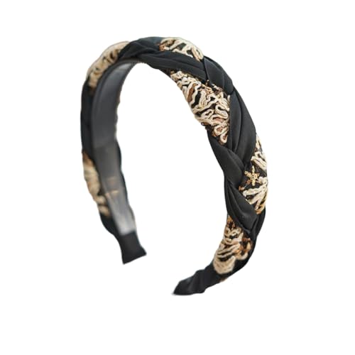 Braided Headband for Women-Vintage Fabric High Crown Headband with Non-Slip Teeth, Cute Boho Knotted Hair Band for Women & Teens (25-Black, One Size) - color: 25-Black