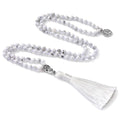 INBLUE 108 Mala Prayer Beads Wrap Necklace with Long Tassel Boho Necklace for Women Amazonite Bead Bracelet with Spiritual Tree of Life Pendant 108 Beads Necklace for Meditation - color: Natural White Howlite