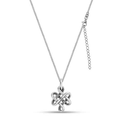 LeCalla 925 Sterling Silver Knot Pendant Necklace for Women | CZ Infinity Celtic Knot Heart Shaped Necklace | Graduation Birthday Gifts for Anniversary - color: Infinite Celtic Love Knot