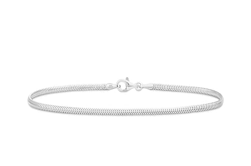 Miabella Italian Solid 925 Sterling Silver, 18K Yellow Gold Plated 2mm Domed Herringbone Snake Chain Link Bracelet for Women Men, Made in Italy - color: sterling silver, size: Length 6.5 inches