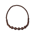 COLORFUL BLING Natural Chunky Wooden Beads Statement Necklace Boho African Tribal Collar Choker Bib Necklace Hippie Vacation Jewelry for Unisex Men Women - color: grooved dark