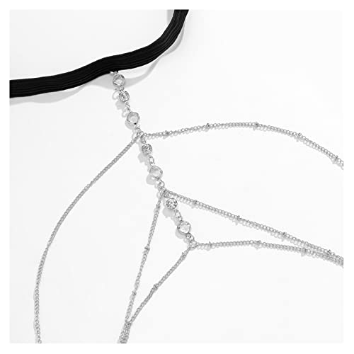 Sexy Beach Multi-layer Leg Chain Jewelry - Elasticity Thigh Leg Chain for Women - color: Silver