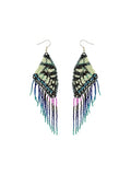 Handmade Seed Beaded Earrings, Lightweight Boho Fringe Dangle Earrings, Glass Bead Drop Jewelry for Everyday Wear & Party, Women Gifts - color: Butterfly wings