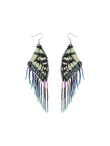 Handmade Seed Beaded Earrings, Lightweight Boho Fringe Dangle Earrings, Glass Bead Drop Jewelry for Everyday Wear & Party, Women Gifts - color: Butterfly wings