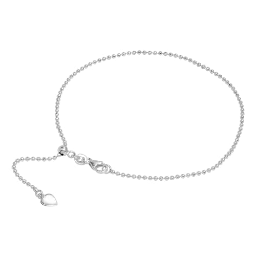LeCalla 925 Sterling Silver Adjustable Anklets for Women | Women's Anklet Bracelets Foot Jewelry | Chain Link Anklets Silver Jewelry | Summer Beach Jewelry for Wife Girlfriend Her - color: Bead-Ball Bolo