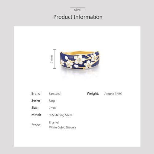Santuzza 925 Sterling Silver Enamel Flower Pattern Ring for Women - color: Orchid