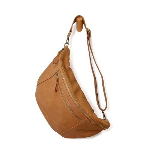 Joy Susan Womens Vegan Leather Mel Large Sling Crossbody Bag - Mid Tan - color: Mid Tan