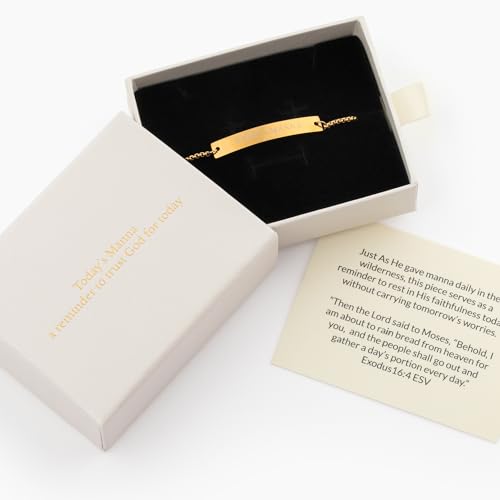 Today’s Manna 18K Gold Bracelet for Women – Waterproof, Dainty Minimalist Gold Bracelet, Christian Faith Jewelry Gift, Engraved Adjustable Chain Bracelet, Made in USA