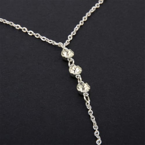 Rhinestone Back Chain Necklace for Women Bridal Wedding Sexy Rhinestone Backdrop Chain Waist Belly Chains Trendy Body Chains Jewelry - style: 3Silver