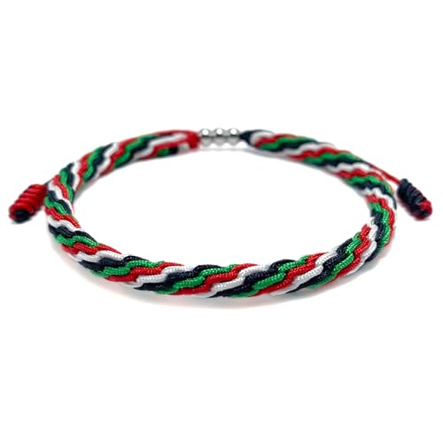 LAMIBEE Country Pride, Country Flag Code Bracelet, Protection and Lucky Sufer String Bracelet, Tibetan Wrist Wrap Bracelet, Boho Style Rope Bracelet for Women, Men, String Thread Bracelets - color: Palestine Bracelet