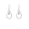 Rhodium Plate 925 Sterling Silver Hook Twist Leaf Holiday Hypoallergenic Dangle Earrings for Women Gifts Engagement Wedding with Austrian Daiamond Cut Waterdrop Crystal Hight Polished Long :1.9 IN - color: AB Color(Waterdrop style)