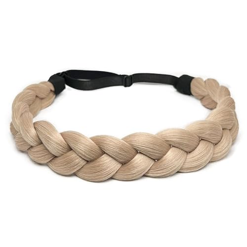 Braided Headbands Hair Piece for Women Synthetic Hair Head Bands Handmade Braid Hairband Hair Accessories Elastic Stretch Headwrap Braided Hair Band - color: 22#-Light Ash Blonde