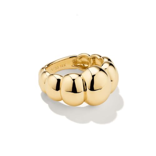 NOKMIT 14K Gold Filled Chunky Statement Rings for Women Cute Puffy Dome Croissant Thumb Band Non Tarnish Comfort Fit Size 5-10 - color: Bubble-Gold