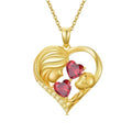 Mothers Day Gifts 14K Yellow Gold Mother Daughter Heart Pendant Necklace with 12 Months Birthstone Birthday Gifts for Mom Anniversarry Jewelry for Mom Wife Girlfriend - color: 01-01-Jan-Jan Birthstone