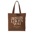 Jesus Tote Bag, Christian Tote Bags for Women, Religious Reusable Grocery Bags - color: Dark Brown