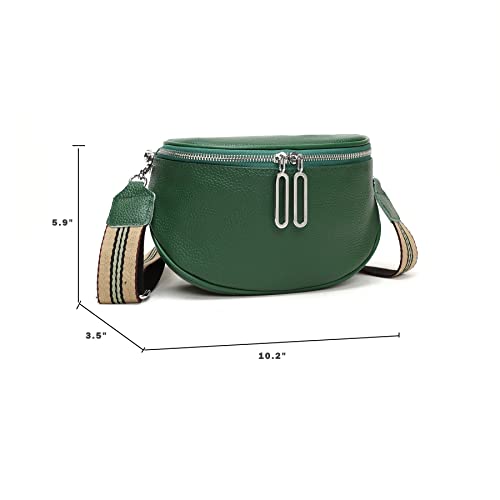 Fanny Pack Crossbody Bags For Women Genuine Leather Fashion Belt Bag Waist Purse (Green01) - color: Green01