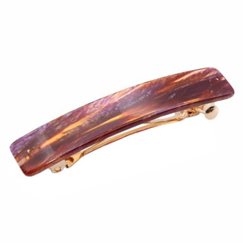 French Amie Small 2 1/4 inch Celluloid Handmade Hair Barrette No Slip Grip Durable Styling Women Hair Accessories Hair Clip for Girls, Made in France(Purple Touch) - color: Purple Touch