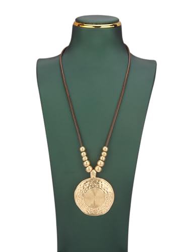 Bohemian Necklaces for Women Long Leather Necklace with Large Pendant Chunky Boho Hippie Jewelry Pendant Chocker Necklace - style: Bohemian