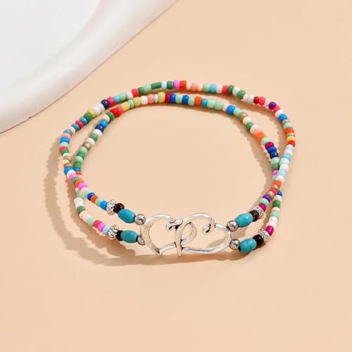 Ankle Bracelet for Women Beach Puka Shell Anklet Waterproof Starfish Seashell Pearl Anklets Stretch Beaded Ankle Bracelets Boho Beach Anklet Jewelry for Summer Beach Party - color: Rainbow