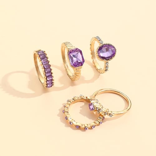 Crystal Stackable Rings Set for Women Trendy Star Moon Knuckle Rings Set Vintag Boho Rhinestone Midi Finger Rings Set