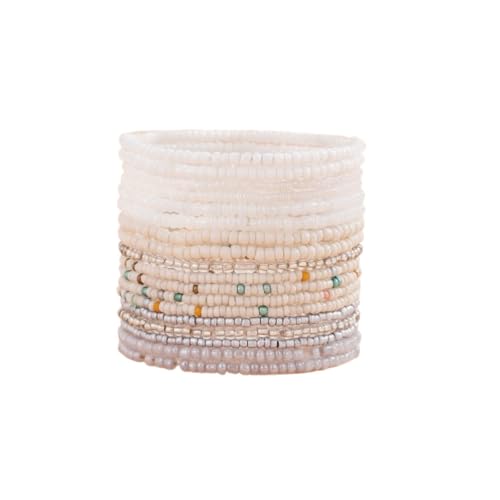 Fuqimanman2020 18Pcs Boho Stackable Beaded Bracelets for Women Colorful Handmade Multilayered Rice Beads Anklets Set Summer Beach Bohemian Jewelry Gift - color: Style 1 White