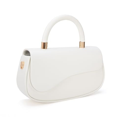 Milan Chiva Small Top Handle Purse for Women Elegant Crossbody Bag with Adjustable Strap for Evening Party & Daily Use - color: White