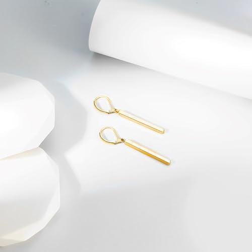 Leverback Earrings Dangle Earrings for Women Dangly Earrings Anniversary Birthday Gifts for Women - style: Vertical Bar Earrings-Gold