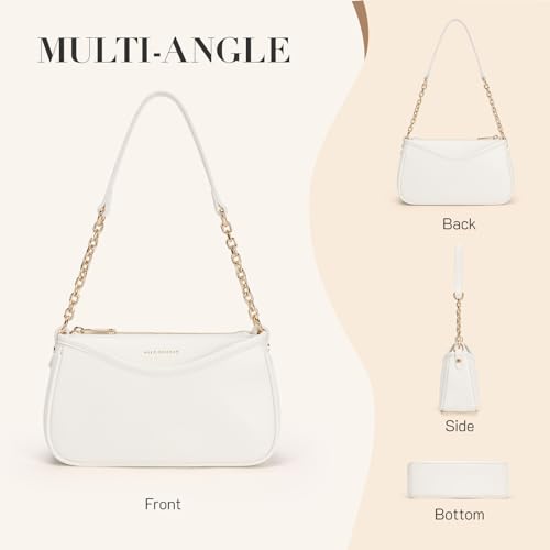 Missnine Purses for Women, Shoulder Bag Small Handbags Vegan Leather Underarm Bags Trendy Hobo Cute Clutch Purse - color: 3-beige【multi-pockets】