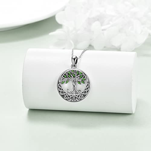 ONEFINITY Tree of Life Necklace 925 Sterling Silver Abalone Shell Celtic Knot Pendant Necklace for Women Jewelry - style: Green leaf tree of life