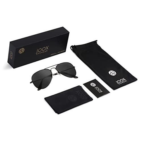 JOOX Polarized Aviator Sunglasses for Women Men, UV400 Protection Lens and Lightweight Metal Pilot Frame JX2775 - color: Shiny Black/Grey